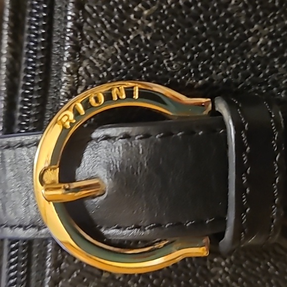 Rioni Black and Gold Patterned Bag. Italian Leather. No Callouts - Picture 7 of 9